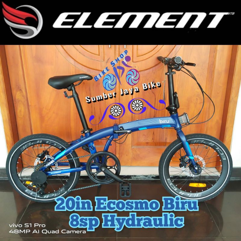 Sepeda Lipat 20 Inch Element Ecosmo BIRU 8Speed