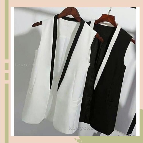 Cardigan panjang wanita muslim polos murah tebal moscrepe hitam dan putih L