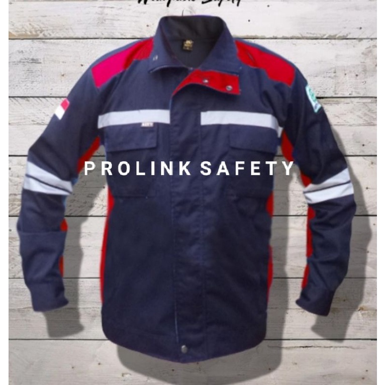 BAJU SAFETY MERAH NAVY SEMIJAKET