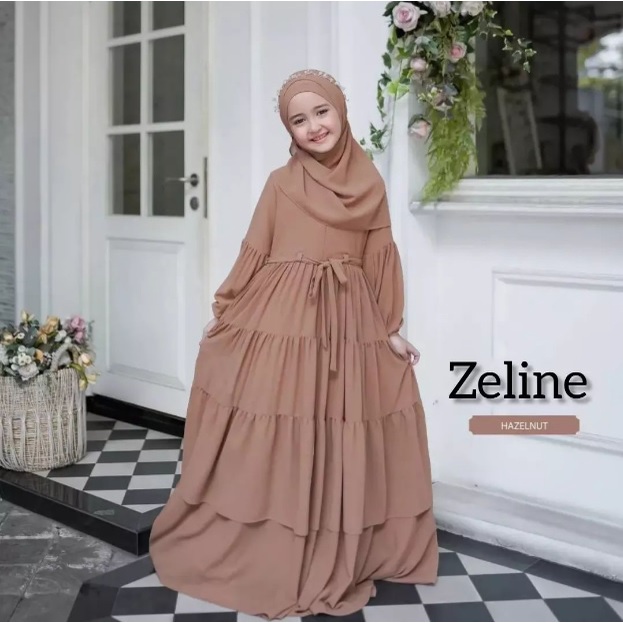 Zeline Kids + Phastan / Gamis Anak Wanita Usia 9 - 12 Tahun Terbaru 2022 Modern / Gamis Syar'i Anak 