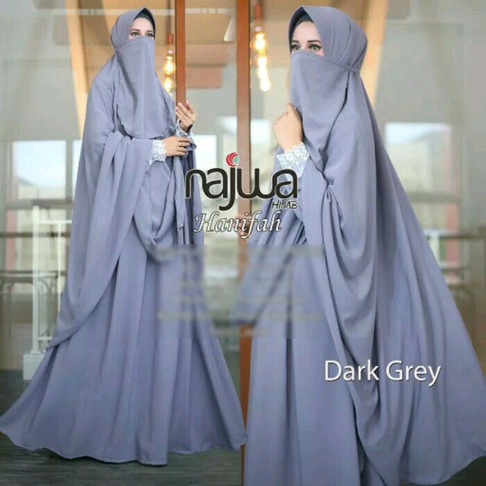 TERLARIS Hanifah Gamis Cadar Set Abu muslimah