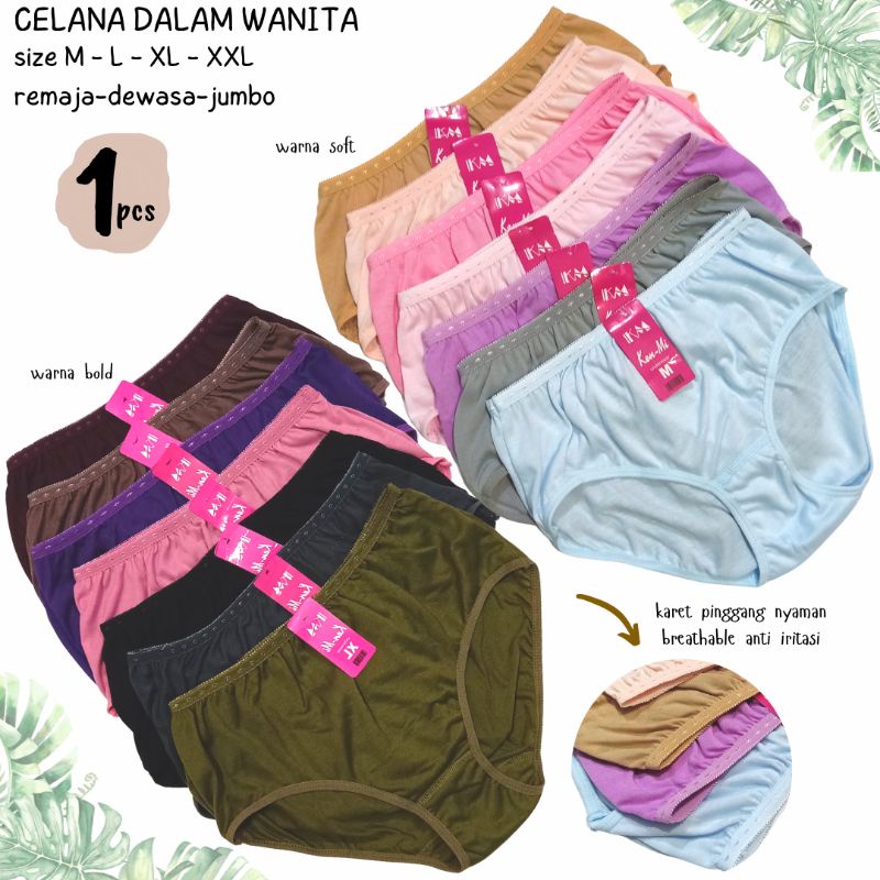 Celana Dalam Wanita Rayon KENMI Warna Gelap Dan Terang Undies Wanita CD Remaja Dewasa Celana Dalam Model Seperti Golden Nick Murah