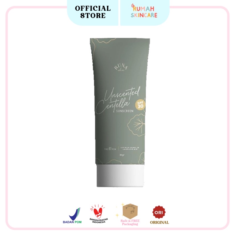 RUNASKIN Unscented Centella Sunscreen SPF30 PA++ BPOM 10gr / Tube 30gr - Runa Skin Tabir Surya Centella Asiatica