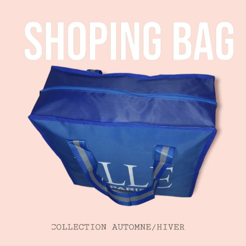 Shopping Bag Tas Belanja Lipat Serbaguna Elle Paris Tas Travel Mudik wadah Baju Tas Loundry Cucian Tas Serut Tote Bag Tas Belanja Kain Lipat Anyaman Karung Ukuran Kecil Sedang super Jumbo