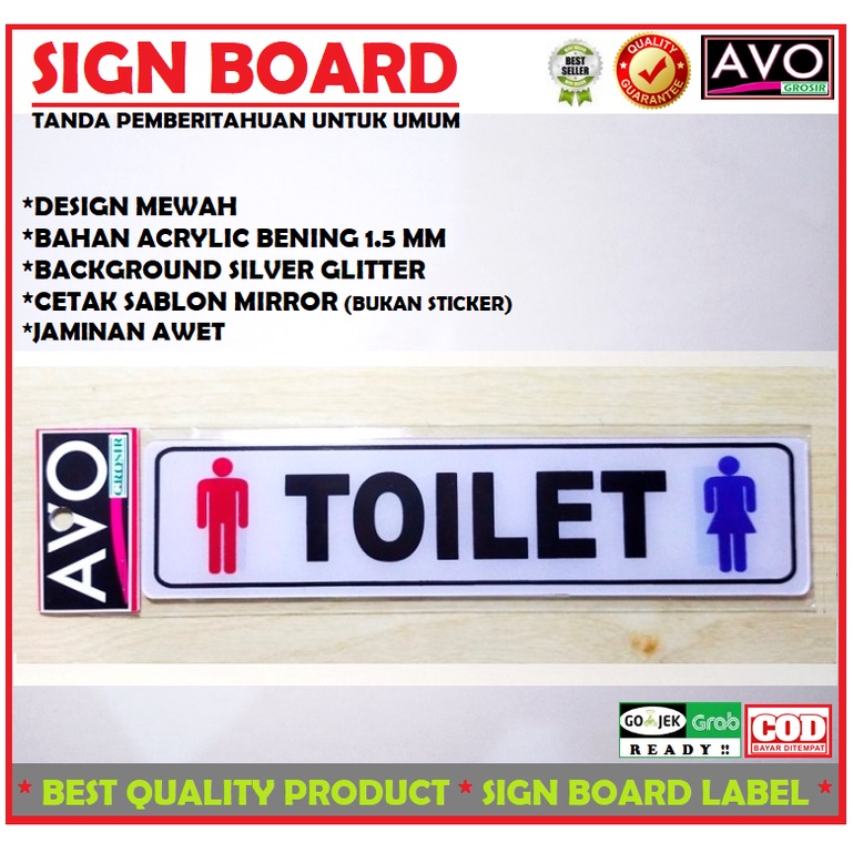 

sign label TOILET acrylic sticker sign board