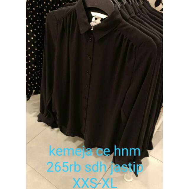 H&M WOMEN KEMEJA WANITA LENGAN PANJANG POLOS HITAM