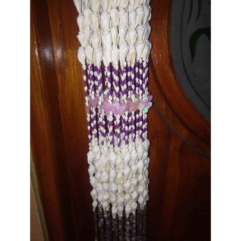 Tirai pintu kerang kombinasi manik kupu2 10 untai