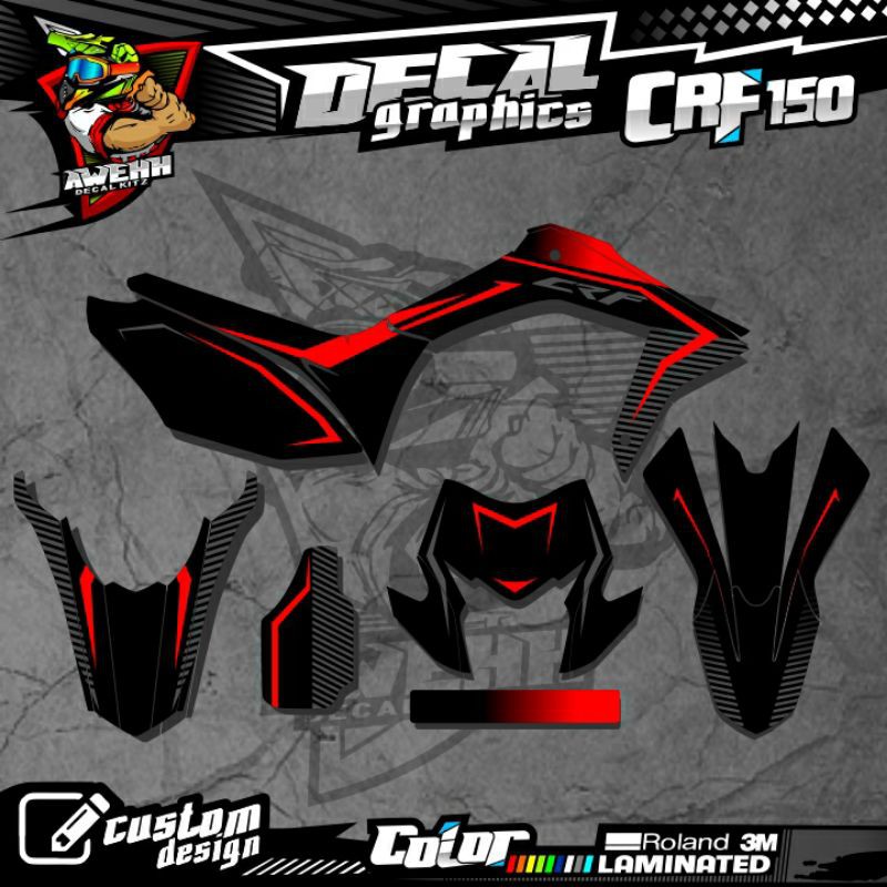 DECAL CRF 150 NEW CRF L MERAH SILVER CUSTOM