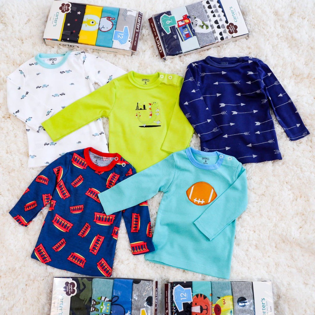 LID9011 Boys/ Girls CARTER'S 5 in 1 Atasan Bayi Lengan Panjang Bayi dg Kancing Pundak Premium Cotton