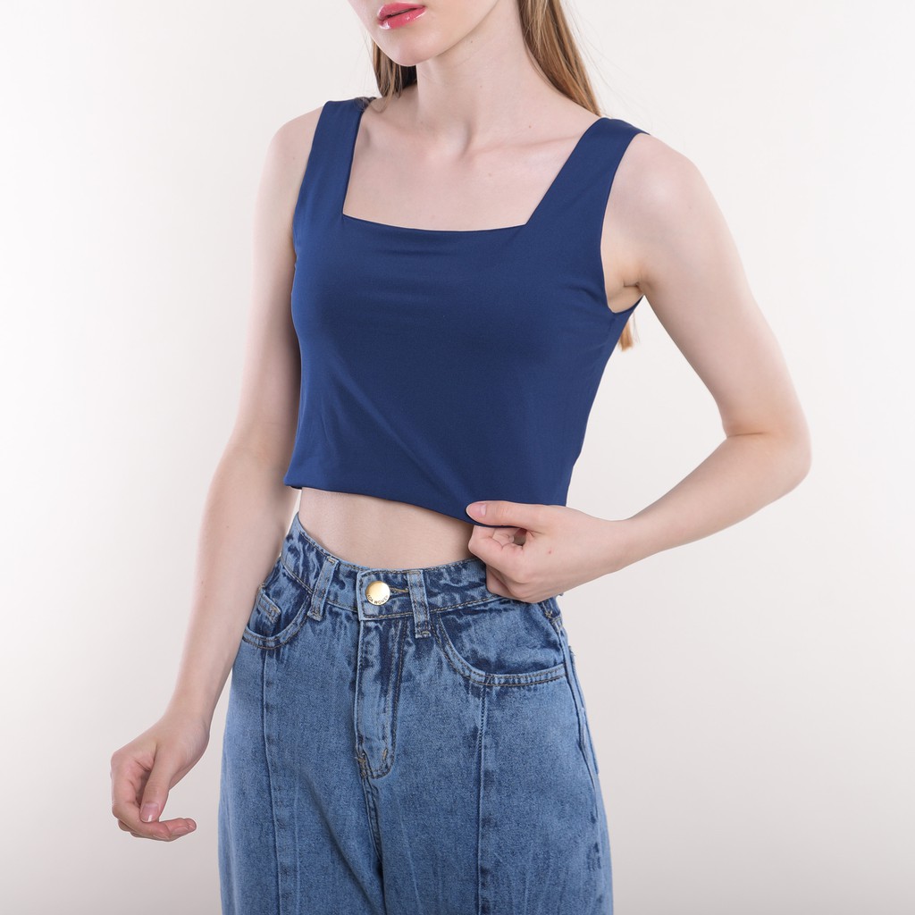 ADA - Tank Top Janice Basic Square Stretch Comfy-Navy