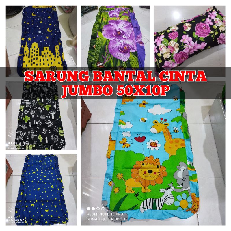 Sarung Bantal Cinta Jumbo Rumbai Panjang 100x50 Katun Murah