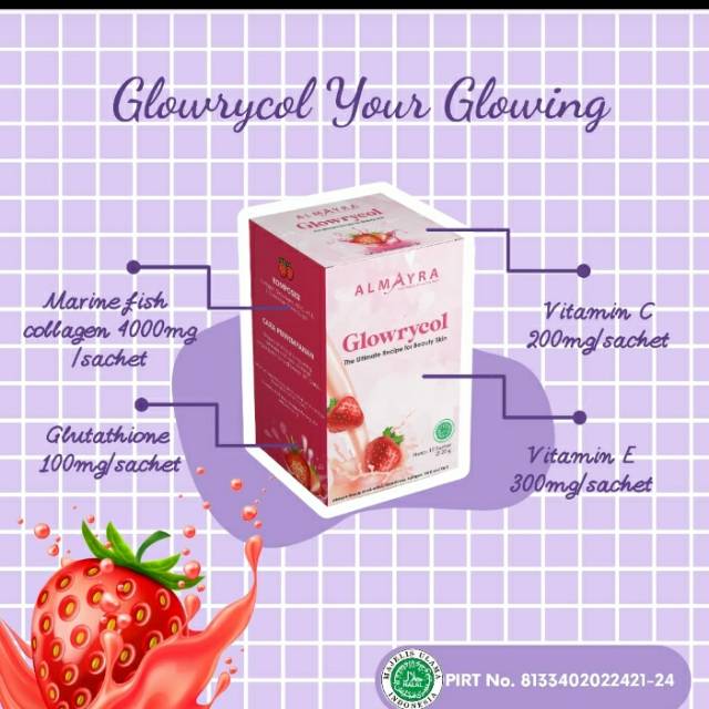 

Glowrycol satu sachet minuman kolagen bubuk fish collagen Premium + glutathione halal