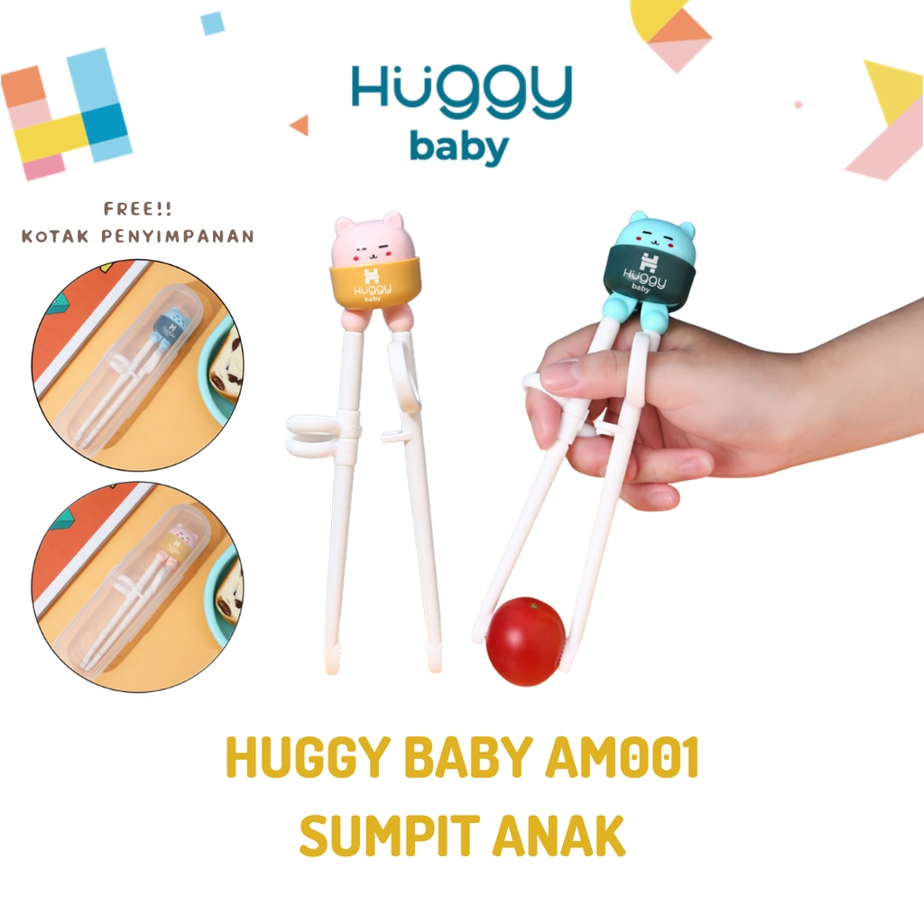 Huggy Baby AM001 Sumpit Belajar Anak | Kids Learning Chopstick Premium