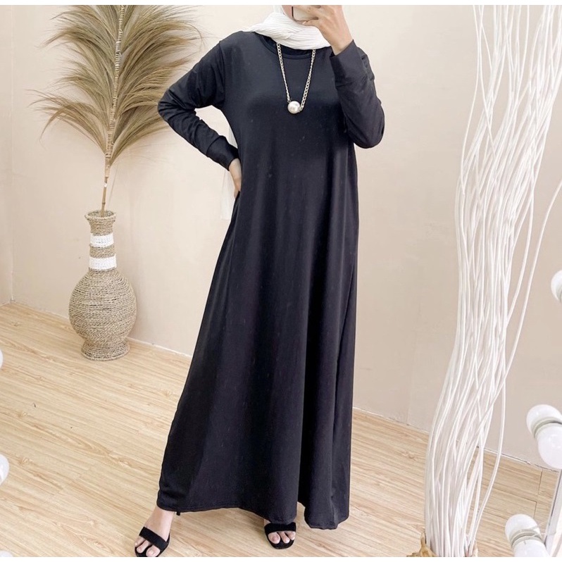 INNER DRESS PANJANG // BLACK INNER LONG DRESS // LONG INNER LENGAN PANJANG // MANSET DRESS PANJANG