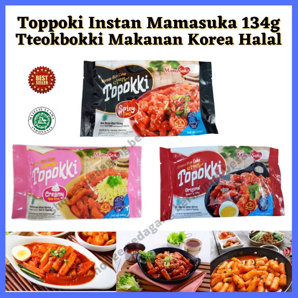 Mamasuka Toppoki  Instan134g/ Makanan Korea Tteobokki Halal/ Toppoki/Jajanan korea