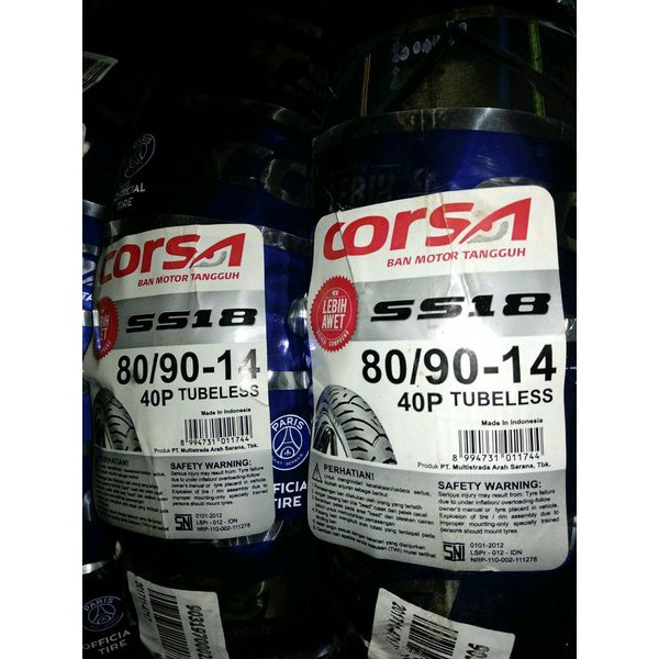 Ban Corsa Tubeless 80 90-14 mantap