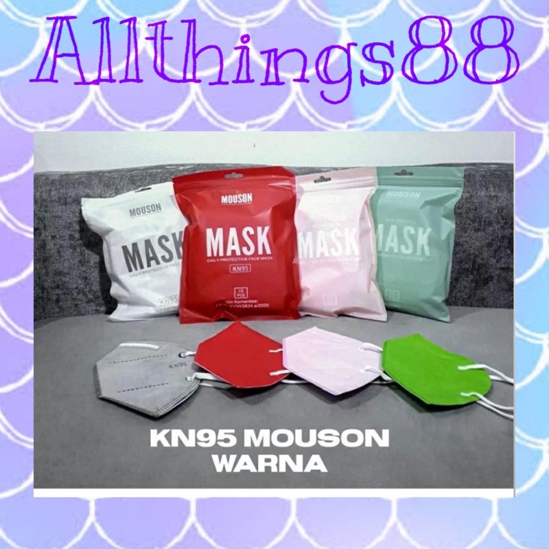 Masker KN95 MOUSON KN-95 Masker Fashion Warna 5PLY 1 box 10 pcs ORIGINAL