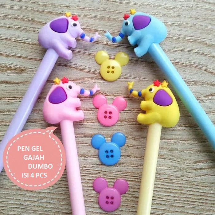 

STATIONERY BOLPEN GEL GAJAH DUMBO PEN GEL PULPEN GEL KARAKTER ISI 4