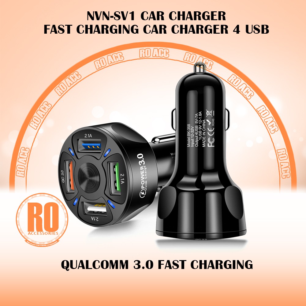 [RO ACC] NVN-SV1 CHARGER MOBIL FAST CHARGING CAR CHARGER 4 USB