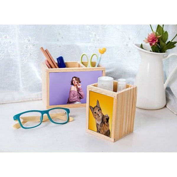 

Tempat pensil / tempat pulpen + tempat photo unik kayu pinus