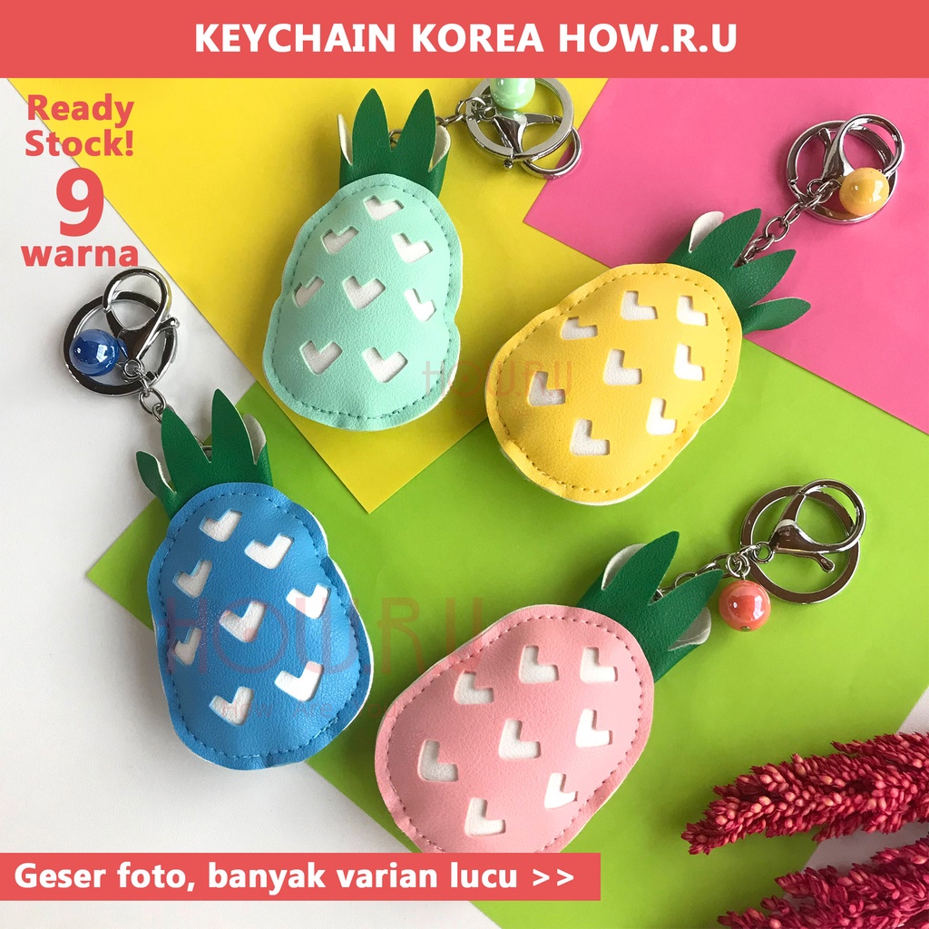 HOW.R.U | Gantungan Kunci Kulit / Keychain Korea Aneka Bentuk Warna Lucu