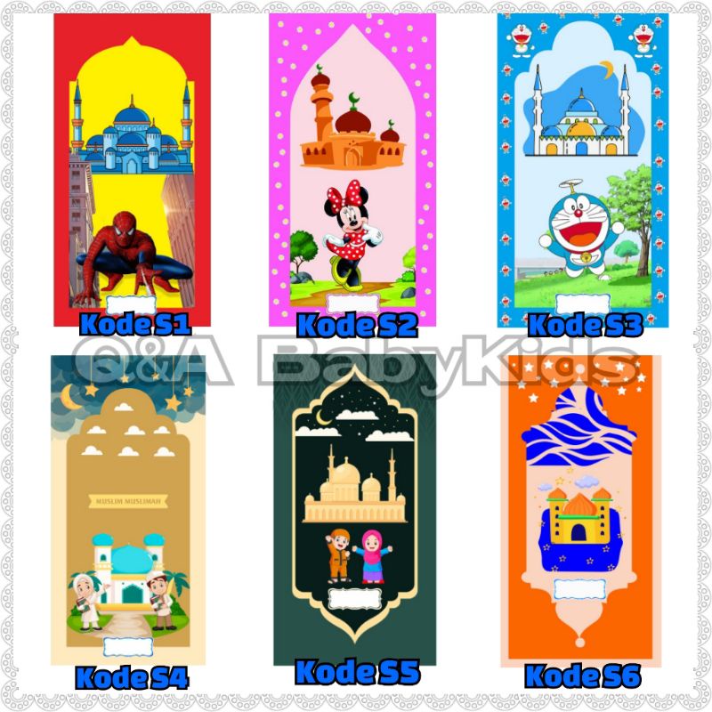 Sajadah Anak Custom Nama Sajadah + Busa Sejadah Anak Karakter Kartun dengan Nama..