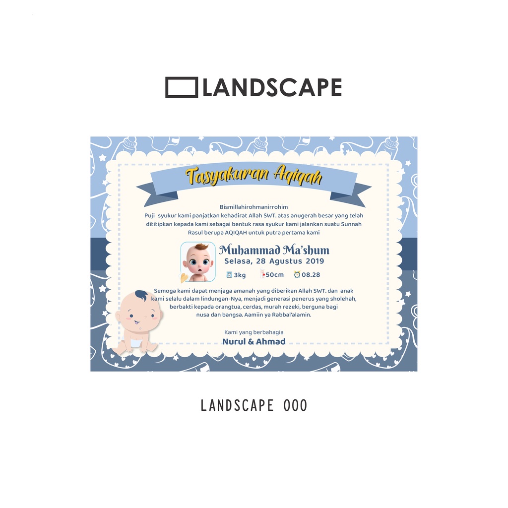 KARTU UCAPAN/UNDANGAN AQIQAH, KHITAN, ULANG TAHUN, TEDAK SITEN, DLL