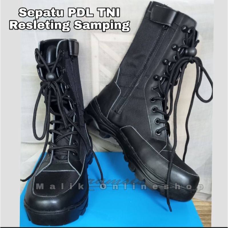 Sepatu PDL TNI Ada Resleting Samping Bahan Kulit Asli