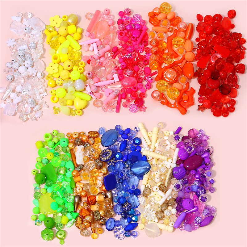Manik-manik Plastik Akrilik Warna Acak Untuk Membuat Perhiasan Gelang Kalung Charms