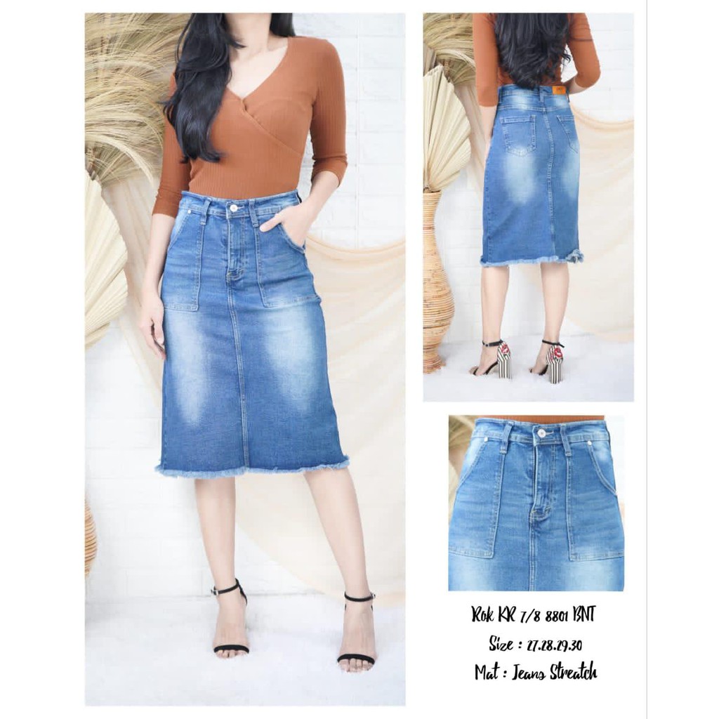 Rok Sepan Jeans Wanita Rawis 27 28 29 30 Bisa Bayar Ditempat(COD)