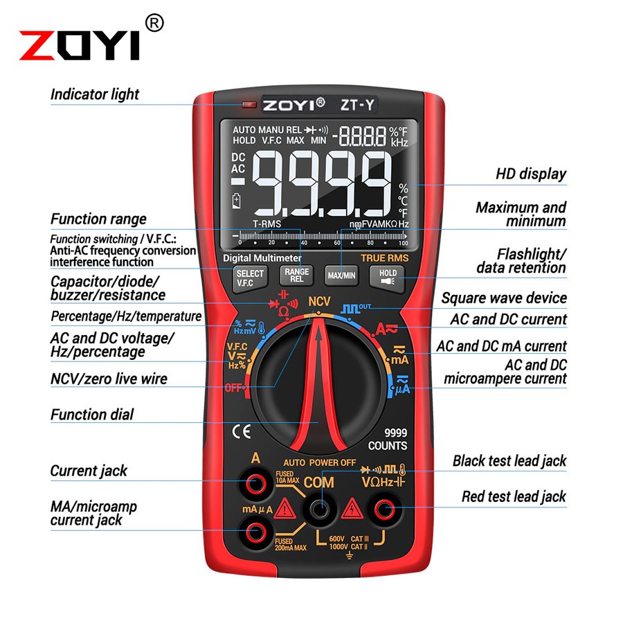 Zoyi ZT-Y Avometer Multitester Multimeter HZ Digital Pengukur Listrik