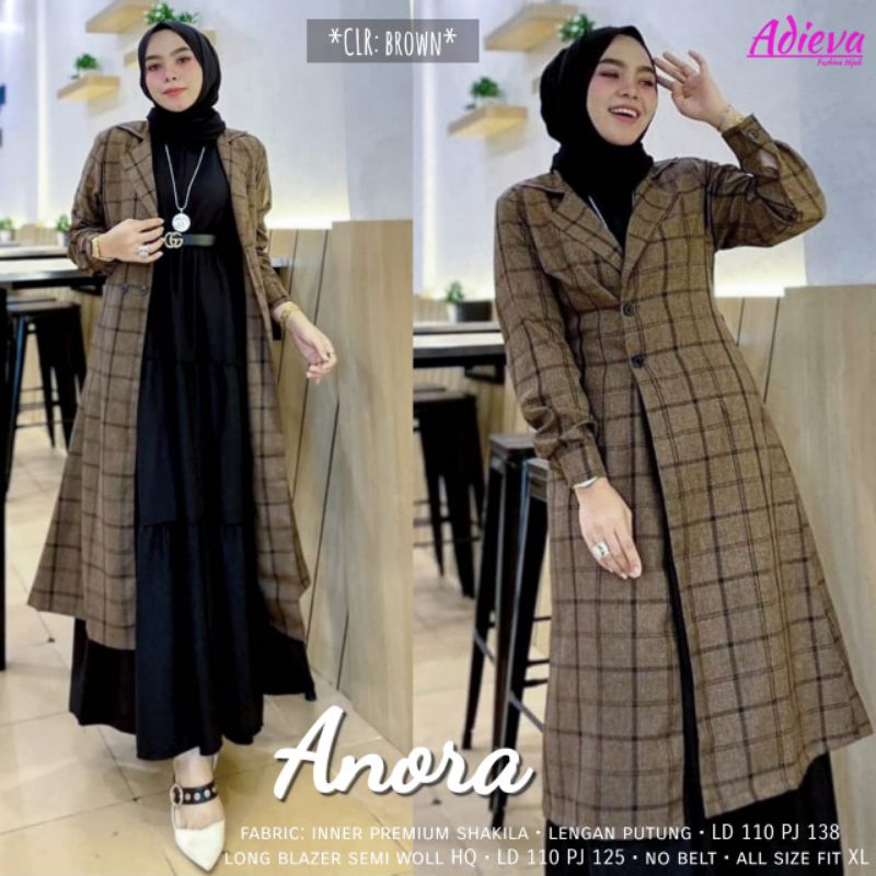 Anora inner dan long blezer inner premium shakila lengan puntung long blazer semi woll no belt all s