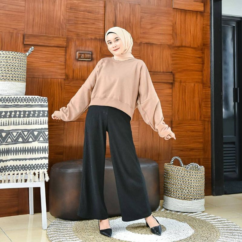 CROP OVERSIZE SWEATER FLEECE WANITA TERMURAH KEKINIAN'