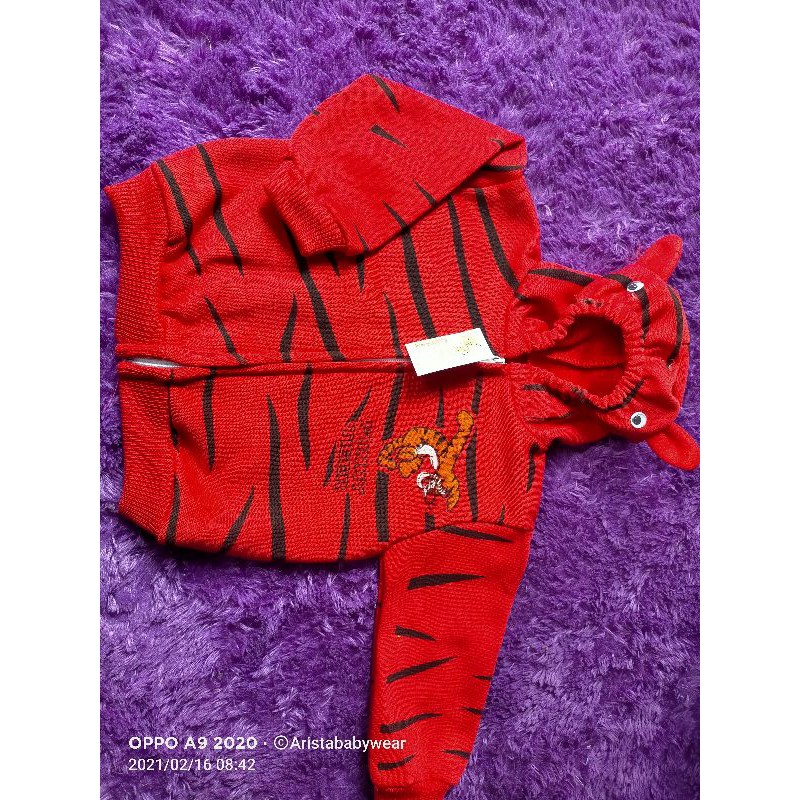 HBcollection - jaket bayi topi kerut motif baby tiger