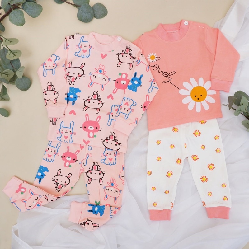 BARU! LIO048 Girls Baby Hampers Baju Tidur Piyama Setelan Sleepwear Bayi Perempuan Adem