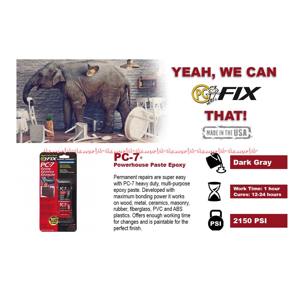 PC Fix PC-7 Epoxy Lem Untuk Beton Karet Stainless Steel Untuk Kebocoran Tangki Minyak Gas Air Retakan Pipa Pcfix Pc7