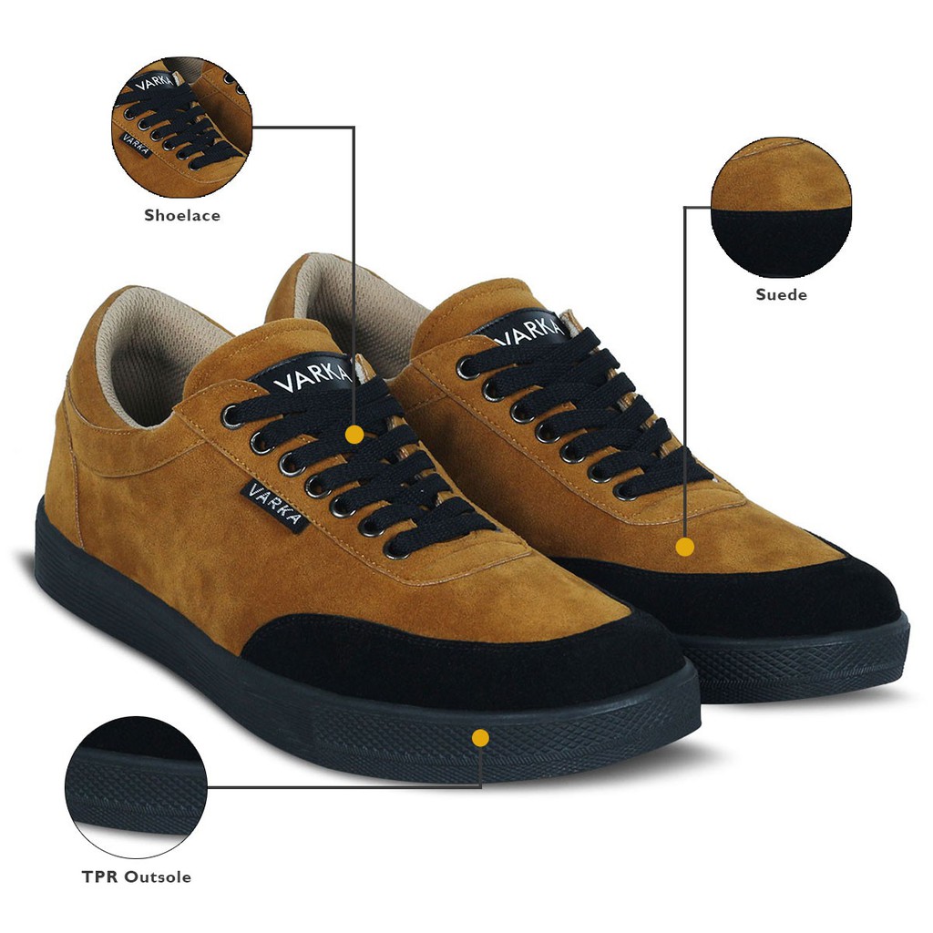 Sepatu Sneaker Pria Terbaru V 627 Brand Varka Sepatu Kasual Pria Warna Tan Hitam