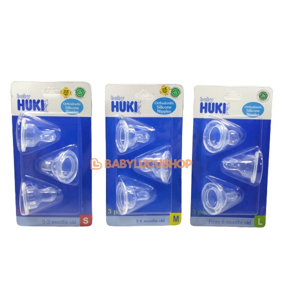 HUKI 3 pcs Dot Orthodontic Silicone Nipples Blister Dot Gepeng isi 3 | Dot Orho Gepeng isi 3  S M L