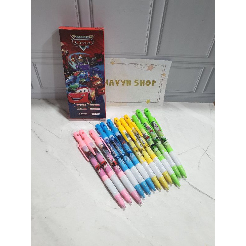 (12pc) pensil mekanik 2.0mm/pensil cetek/mechanic pencil/mek unicorn hrg per 4pcs-CARS