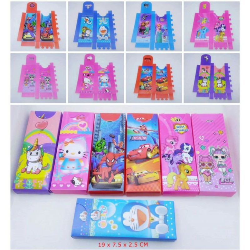 (12pc) kotak pensil rakit murah/tempat pensil buat sendiri/kotak pensil karakter rakit/pencil case-3