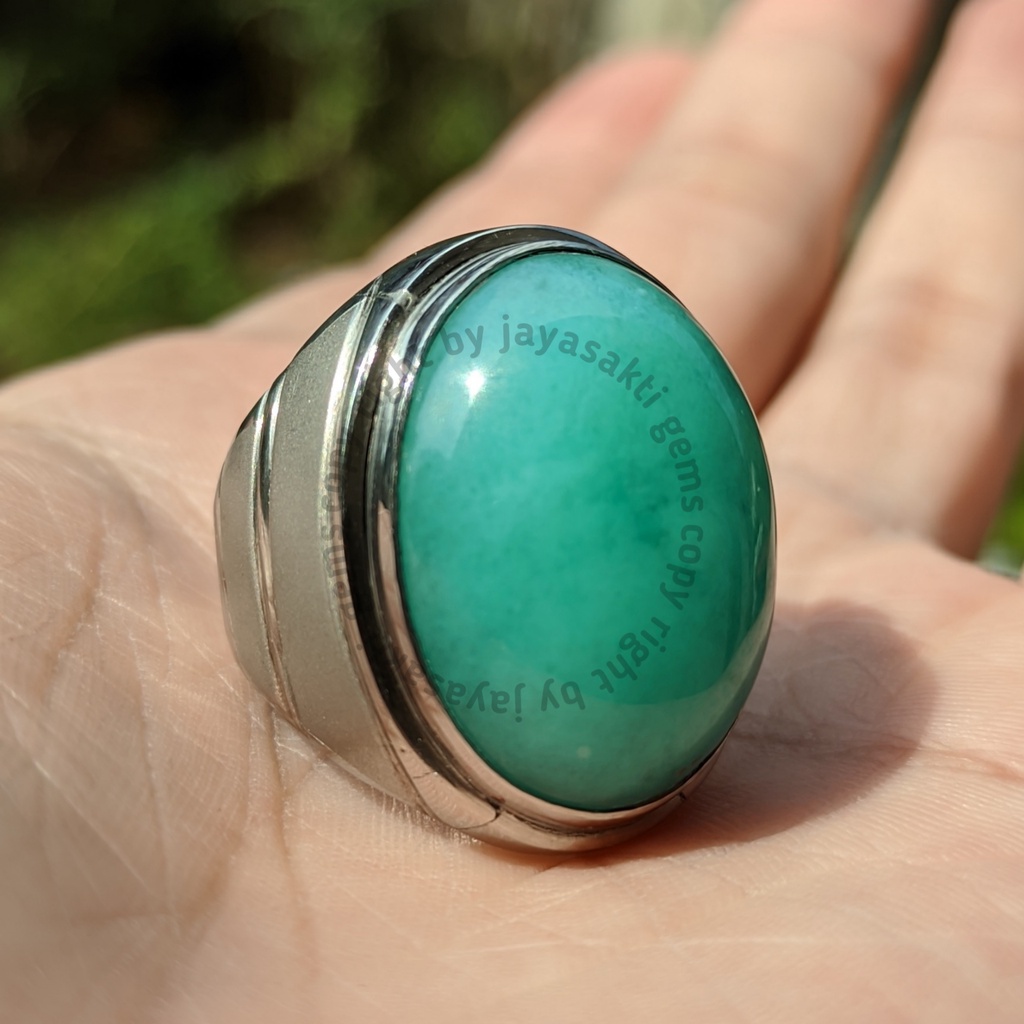 Natural Batu Akik Bacan Doko Pido Full Kristal Ring Monel BDP06