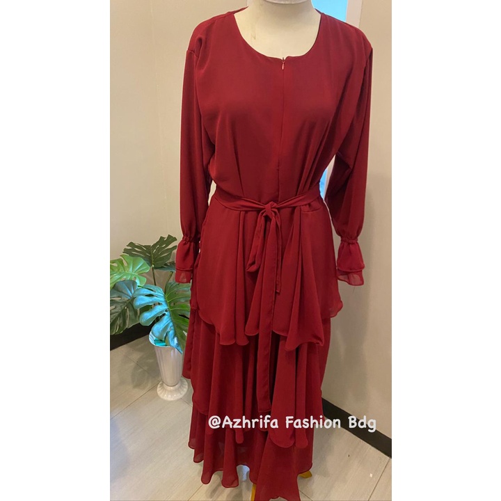 (Promo) Fashion Dress Muslim Wanita Gamis Kenza Long Dress Grosir Populer Muslimah-Marun