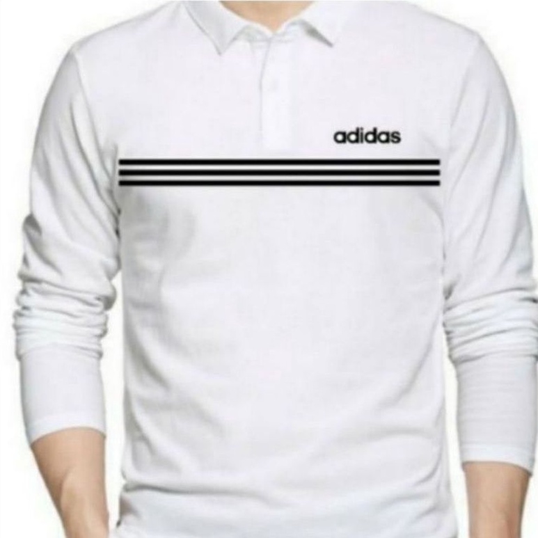Ready stock kaos polo kaos kerah pria lengan panjang Adidas