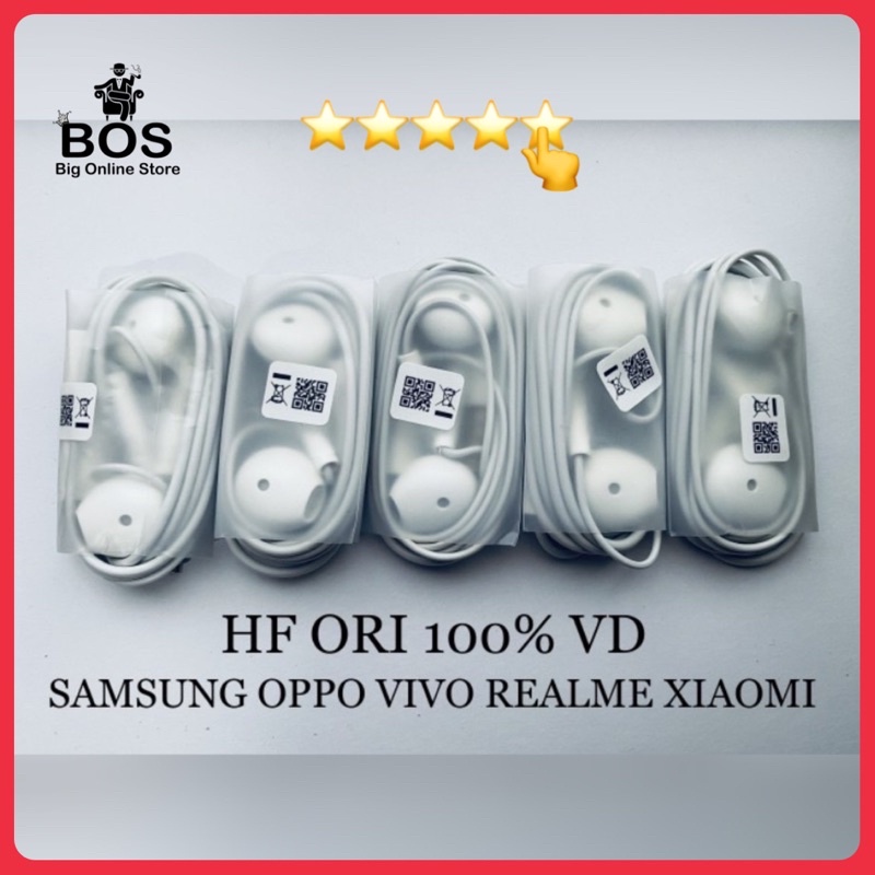 BOS - HF COPOTAN BRAND SAMSUNG OPPO VIVO REALME XIAOMI | HEADSET HANDSFREE HENSET + MIC BRANDED MEREK HP