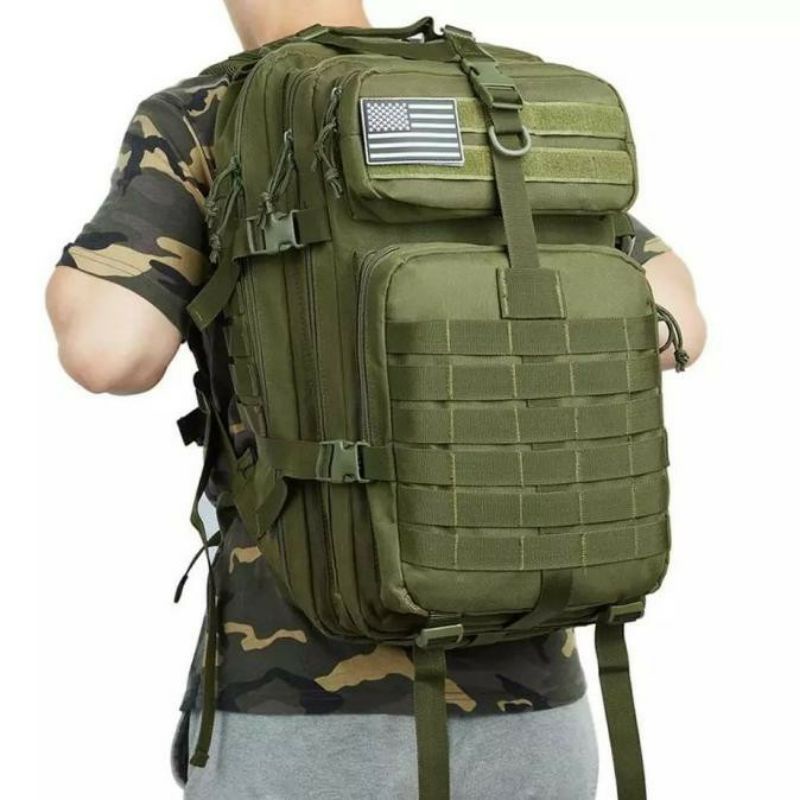 RANSEL ARMY SEMI MILITER 50L FREE 1 LOGO RANDOM