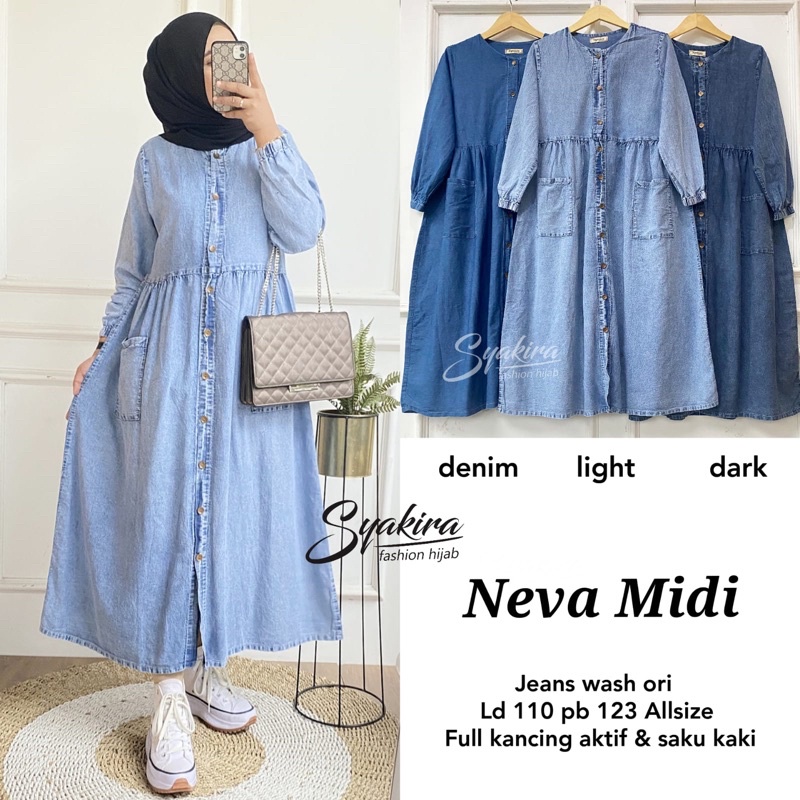 DRESS JEANS WANITA NEVA MIDI