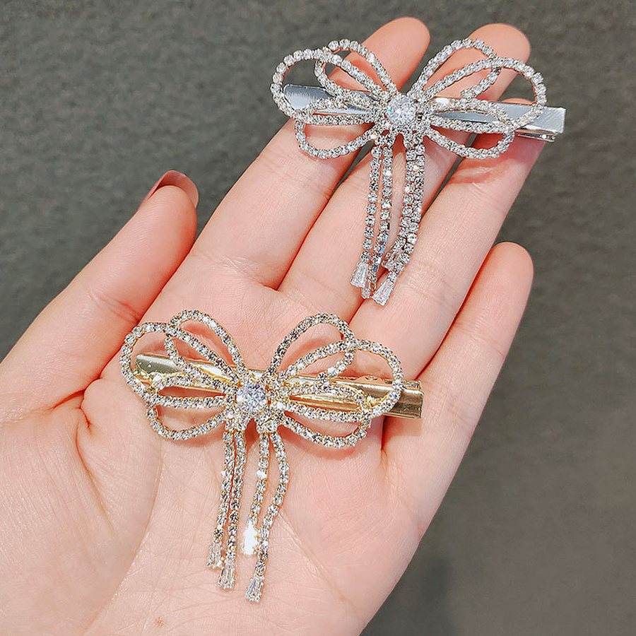 Korean Crystal Full Diamond Hair Clip Girl Pearl Rhinestone Hairpin Cute Elegant Hair Accessories