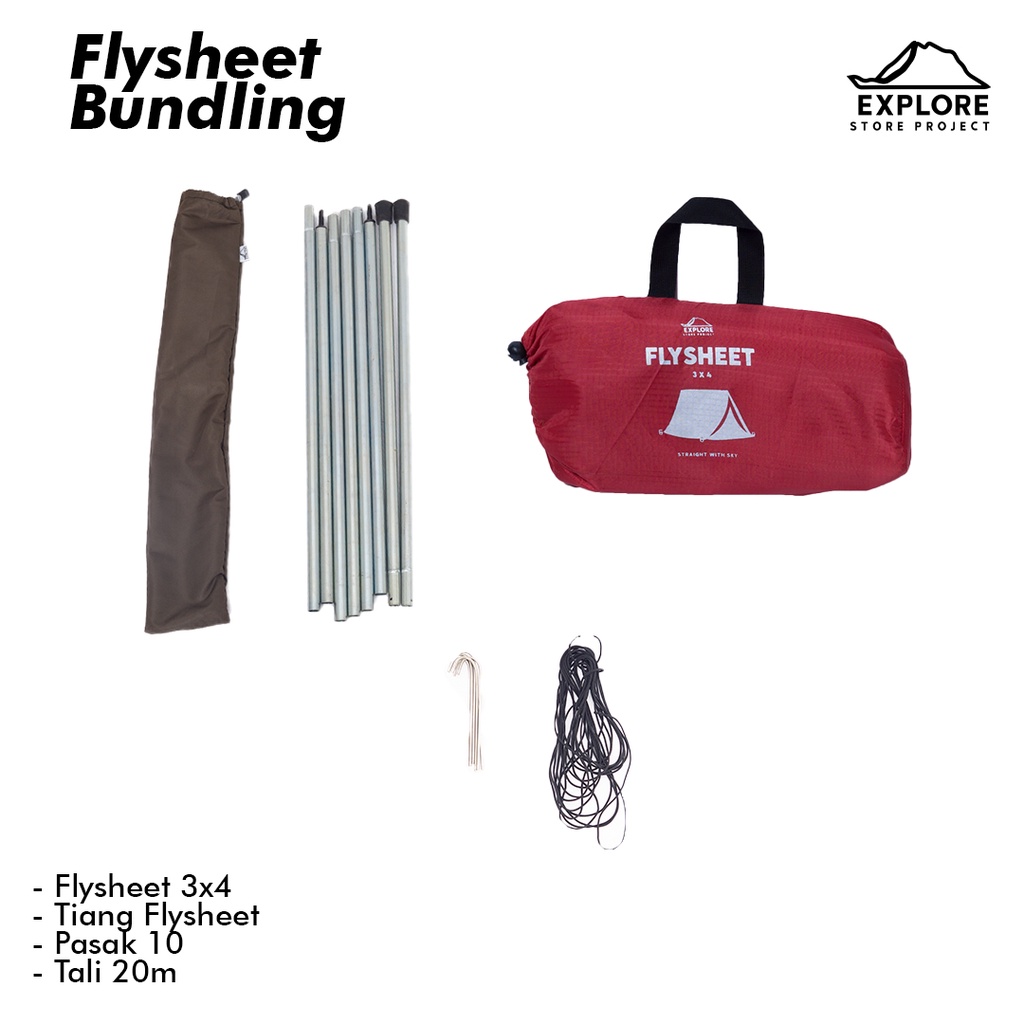 EXPLORE STORE PROJECT | PAKET BUNDLING FLYSHEET 3x4 + TIANG FLYSHEET