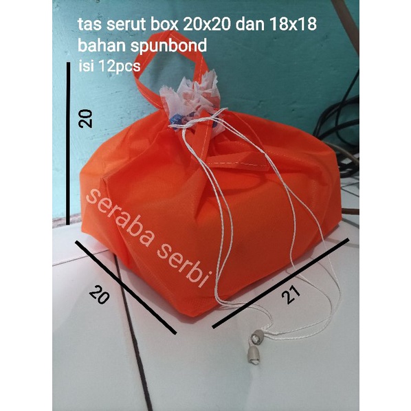 Tas serut kotak snack kotak nasi 20 x 20 besek syukuran tas hajatan spunbond polos