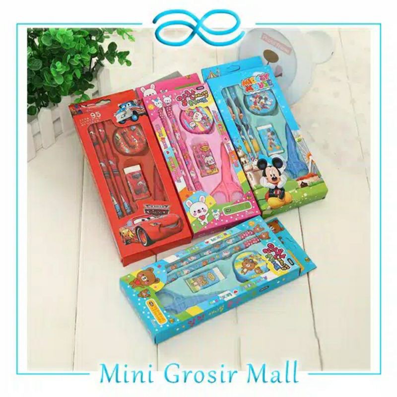 

HH5 Alat Tulis Set | Perlengkapan Menulis Pensil Penghapus Gunting Rautan Edukasi Anak SD SMP